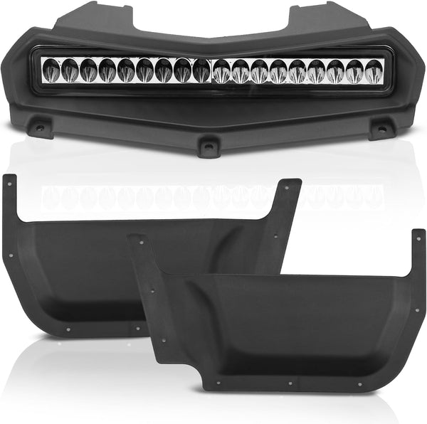 LED Hood Scoop Light & Front Door Pockets Storage for Yamaha Wolverine RMAX 2 1000 / RMAX 4 1000 2021-2024 2025