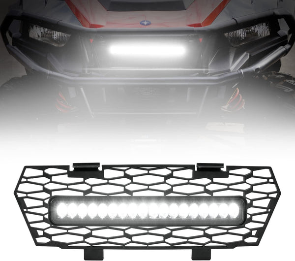 Mesh Grille Insert with LED Light Bar Radiator Guard for Polaris General 1000/4 1000 / XP 1000 / XP 4 1000 2016-2023 Accessories