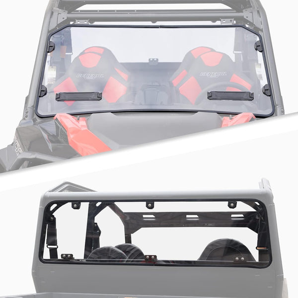 Rear & Front Full Windshield for Polaris General XP 1000 / XP 4 1000 2021-2024, General 1000 / 4 1000 2017-2020, Replace OEM # ‎2884337, 2881112