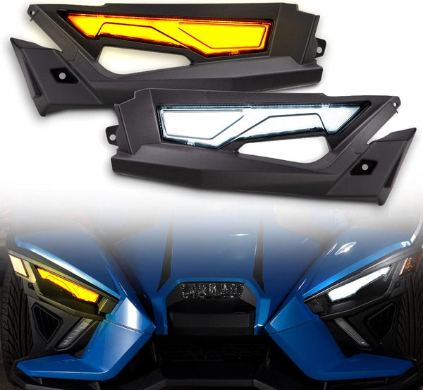 Front Upper Accent Panel & LED Light Kit for Polaris Slingshot S SL SLR R 2020-2024, Replace OEM #2414077,2414078,5454400,5454399